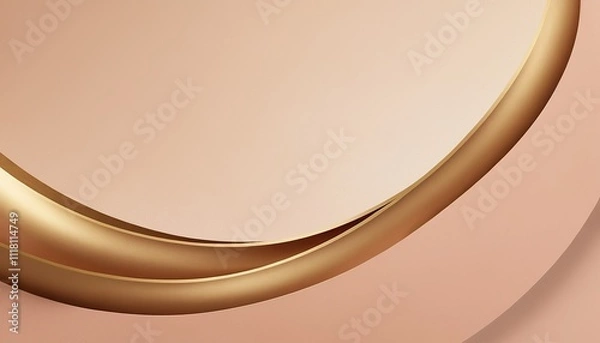 Obraz Brown podium with sparkling golden curve line, 3d style realistic luxury. 1