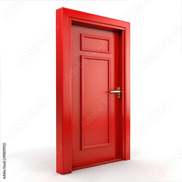 Fototapeta Red 3d door isolated on white background