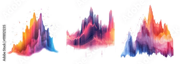 Fototapeta Colorful Abstract Wave Patterns on Transparent Background