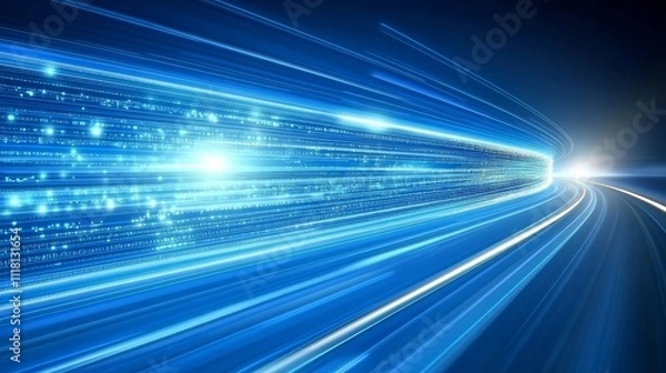 Fototapeta Digital Data Flow on Road, Vision of Fast Speed Transfer and Agile Digital Transformation.