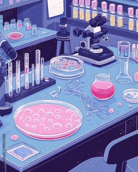 Obraz A laboratory setting with equipment for scientific experiments.