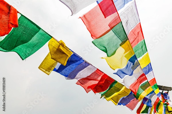 Obraz Kolorowe flagi modlitewne