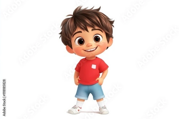 Fototapeta Animated boy character in a colorful cheerful setting for children's fun