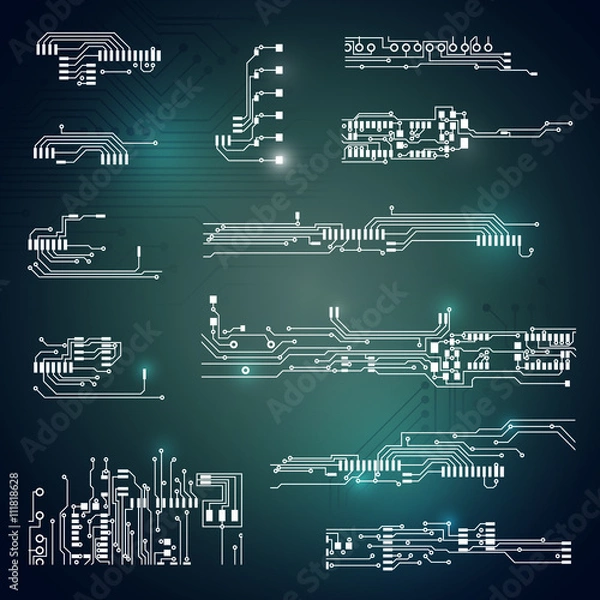 Fototapeta Abstract vector background with high tech circuit board Vector Illustration
