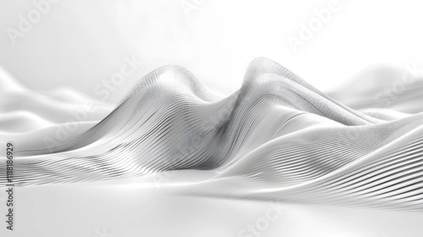 Obraz Abstract white 3D wavy landscape.