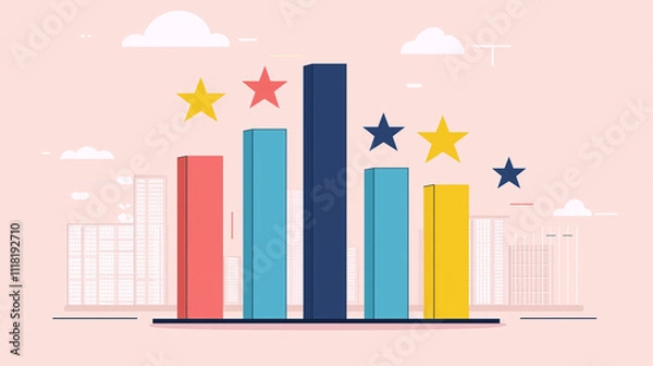 Fototapeta Global GDP economy analysis concept. This image features a bar graph illustrating financial trends related to slow growth in the Eurozone, suitable for economic analysis and reporting.