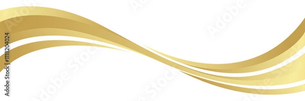 Fototapeta gold wave curve, golden wave corner shape for element, stripes ribbon golden graphic, striped gold