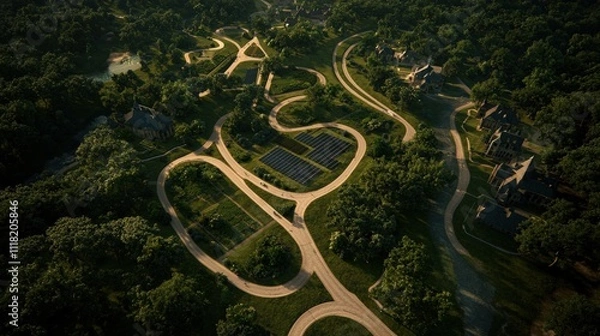 Fototapeta Innovative sustainable communities of the future a technological vision of eco-friendly living in green landscapes