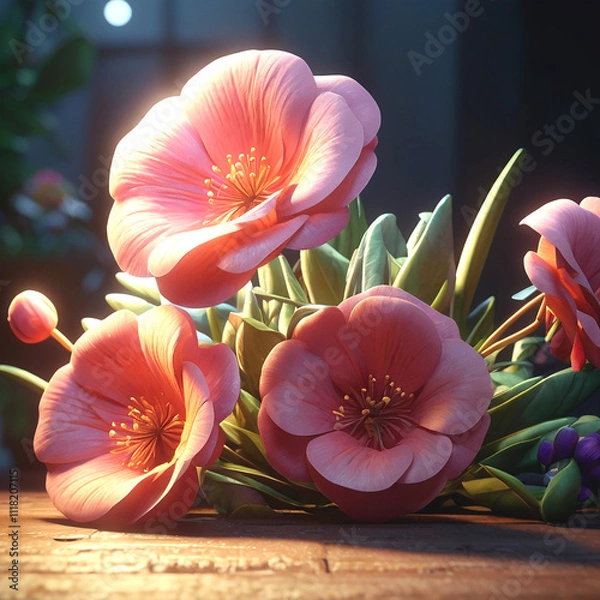 Obraz pink and white tulips