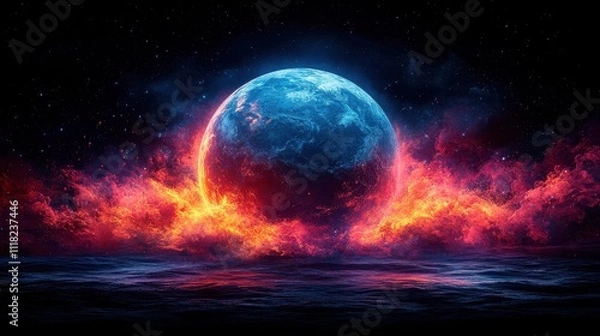 Fototapeta Textured Convex Surface of Planet Earth Imagery