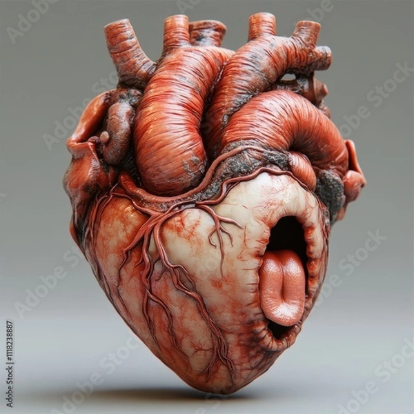 Fototapeta Simplified 3D Anatomical Heart Character Model
