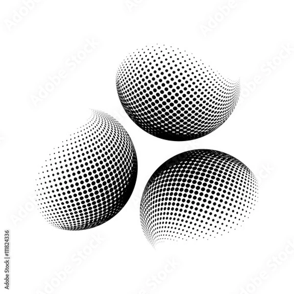 Fototapeta halftone globe, sphere vector logo symbol, icon, design. abstract dotted globe illustration isolated on background.