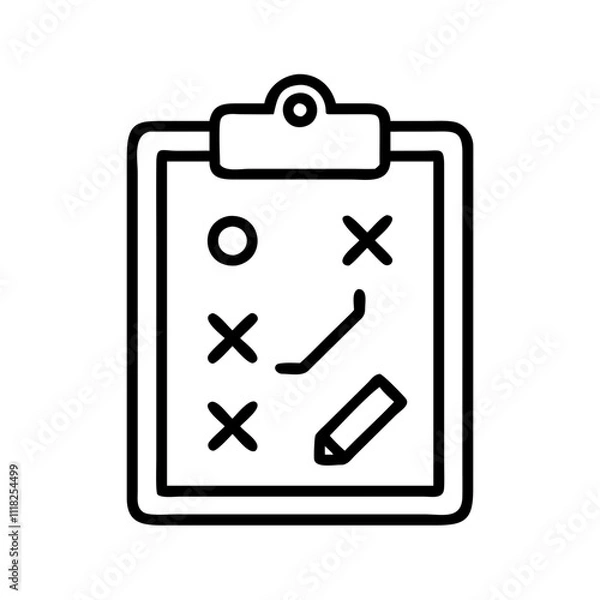 Fototapeta resolutions clipboard icon, new year illustration, new year icon - simple black line art of resolutions clipboard, symbolizing new year celebrations  new year vector 