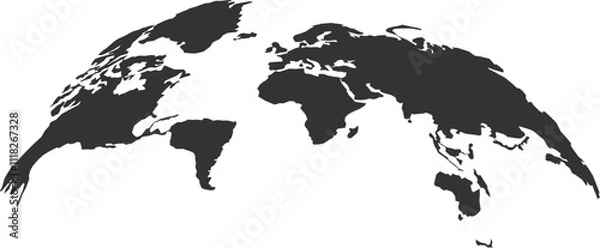 Fototapeta Curved Globe Silhouette Showing World Map