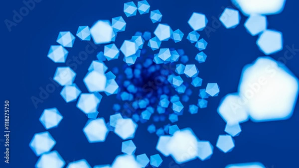 Fototapeta Abstract geometric background blue from the icosphere group, 3d illustration