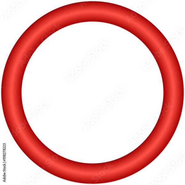 Fototapeta Red circle frame icon. isolated on white background., simple vector design. Realistic vector illustration.