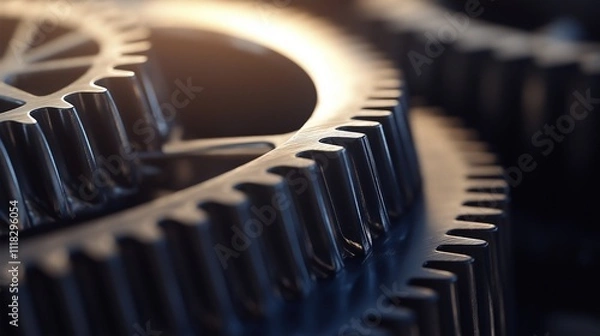 Obraz Close-Up of Stainless Steel Gears Showcasing Precision Engineering and Metal Details