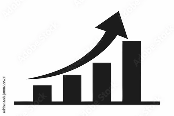 Fototapeta Black Silhouette Growth Arrow Vector Icon Design