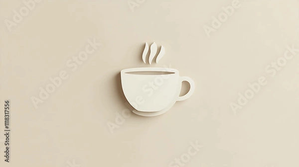 Fototapeta White Cup Illustration on a Pink Background – Cozy and Minimalistic Design