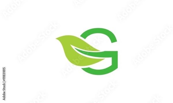 Obraz Letter G Green Leaves Logo