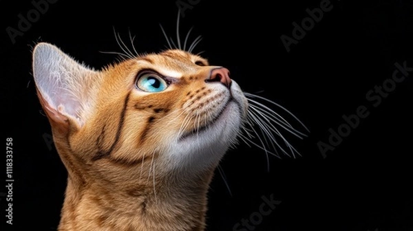 Fototapeta Bengal Cat Gazing Upwards 
