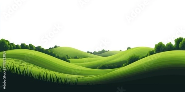 Fototapeta A clean vector design of a forest landscape with rolling hills and a clear sky, perfect for infographics.