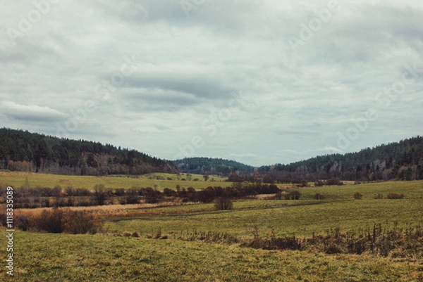 Obraz autumn landscape with mountains
