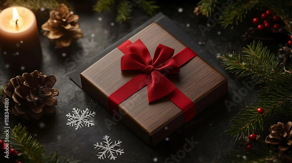 Fototapeta christmas tree and gift box
