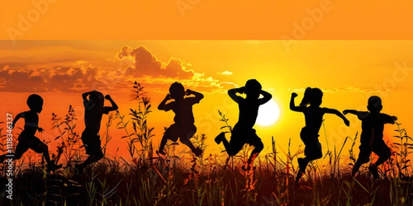 Obraz Dynamic Jumping People Silhouette Vector Illustration
