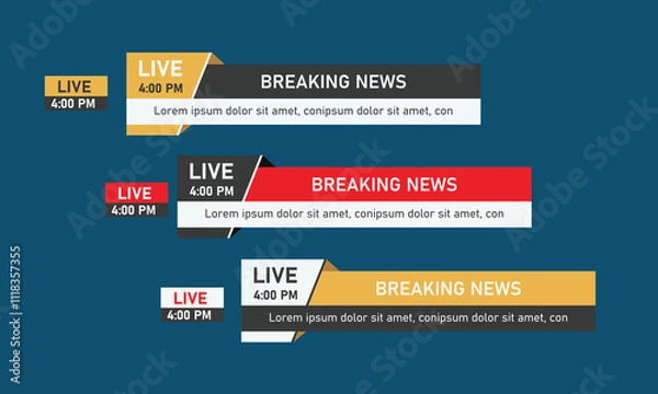 Obraz Simple breaking news lower third design with live tag