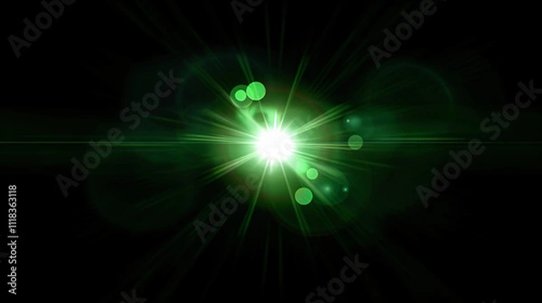 Fototapeta Green Bokeh Flare Light Effect on Black Background
