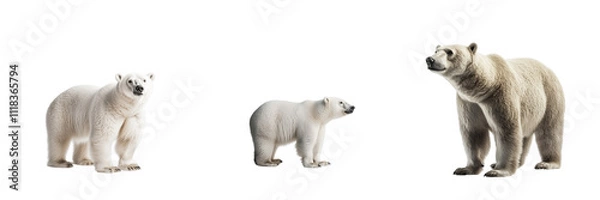Fototapeta set of a Polar bear standing isolated on a transparent background