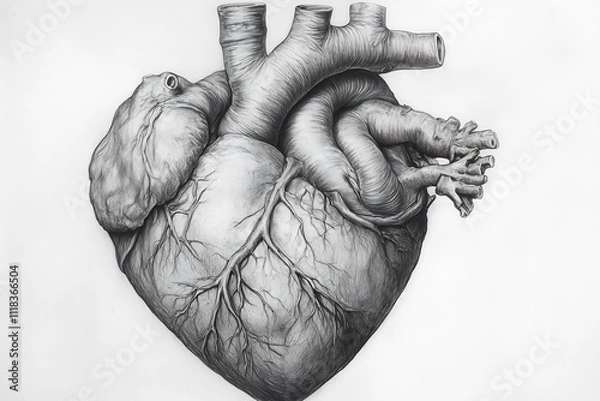 Obraz Detailed heart pencil drawing light shading intricate curves leaving plenty of room for flexible use