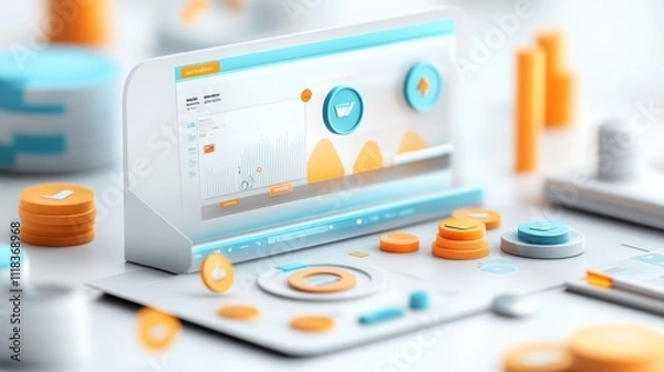 Obraz Modern customer account dashboard with vibrant 3D elements