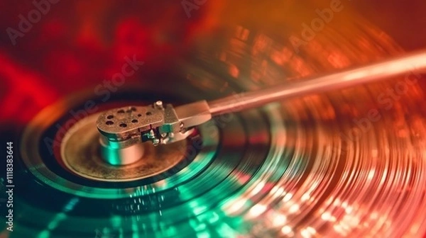 Obraz A close up of a turntable with a record on it