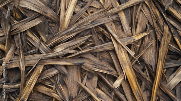 Obraz Natural dried wood shavings and straw texture with organic fibrous details in warm earthy tones