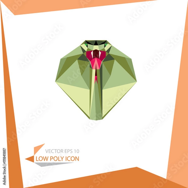 Obraz low poly animal icon. vector cobra