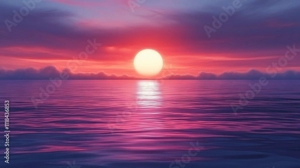 Fototapeta Serene sunset drawing soft colors fading into one another representing peace transitions beauty in nature leaving blank areas for inspirational themes