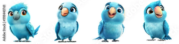 Fototapeta bird character cartoon style - 3d Set on transparent background PNG file