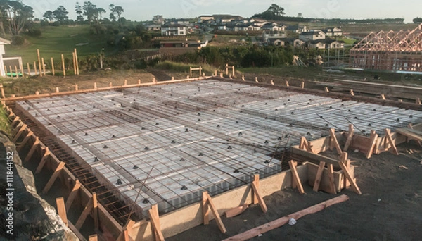 Obraz concrete foundation with insulation material