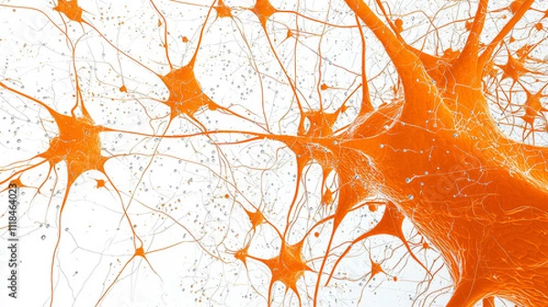 Obraz A sophisticated abstract visualization of interconnected neural networks in deep orange and white hues. Generative AI