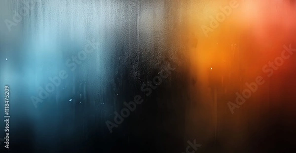 Obraz Abstract condensation on glass. Cool blue and warm orange hues create a dramatic contrast.