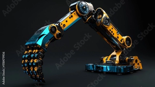 Fototapeta 3D robotic arm manipulator showcasing advanced industrial automation technology. 