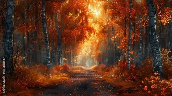 Obraz A forest with a path through it