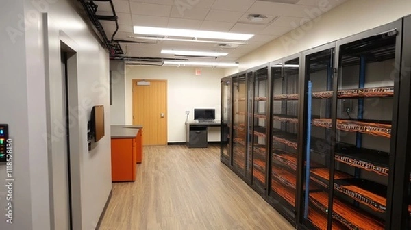 Fototapeta High-speed internet access provided through cable, fiber-optic 