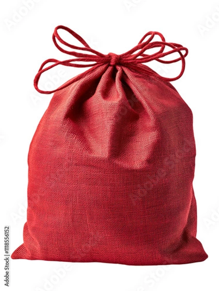 Obraz Red Gift Sack Ideal for Holiday Presents Against Transparent Background