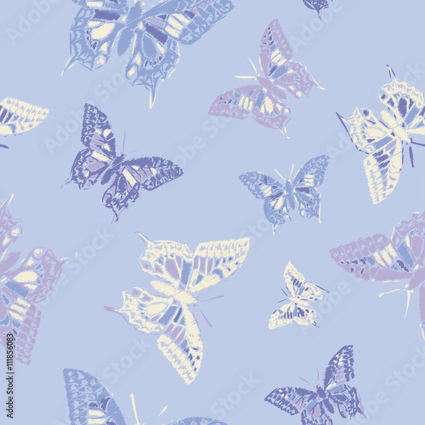 Fototapeta Ethnic boho seamless pattern with butterflies. Print. Repeating background. Cloth design, wallpaper.