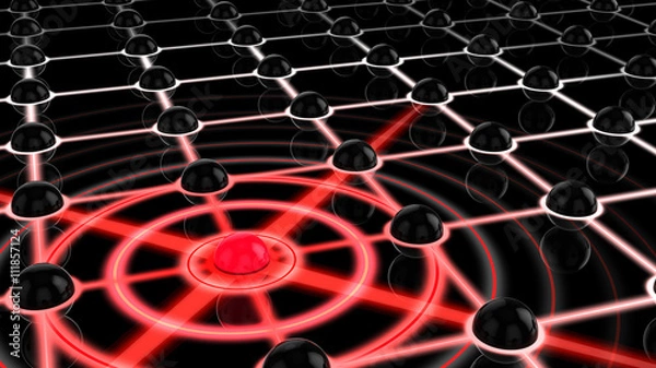 Fototapeta Network node attacked spreding and infecting