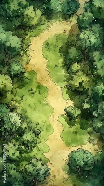 Fototapeta Forest Path Aerial View