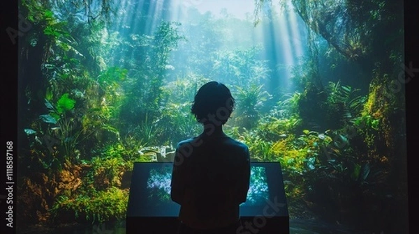 Fototapeta Rainforest of sounds, where plants and animals communicate through music and harmony



